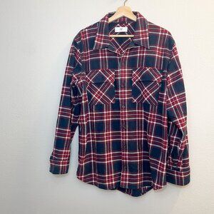 Tna Aritzia Prospect Shirt Jacket, Navy & Red Plaid Flannel Shacket, Sz M